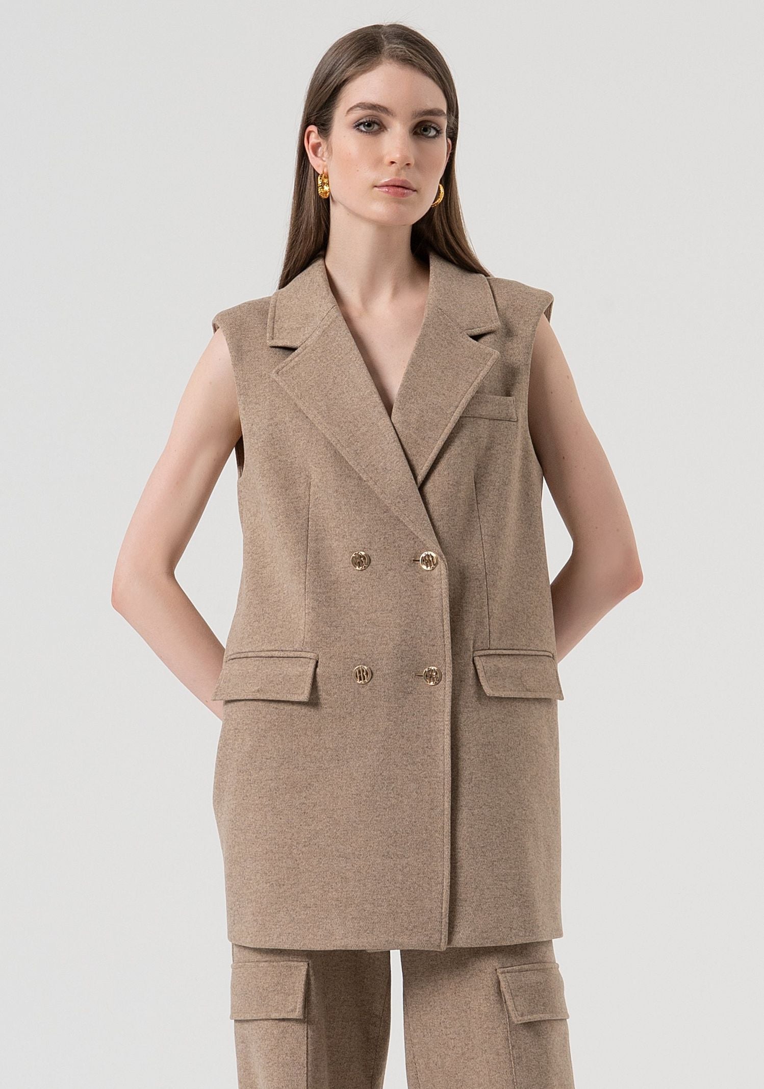 Gilet lungo doppio petto FR25WJ5015W80501 L46 FRACOMINA 