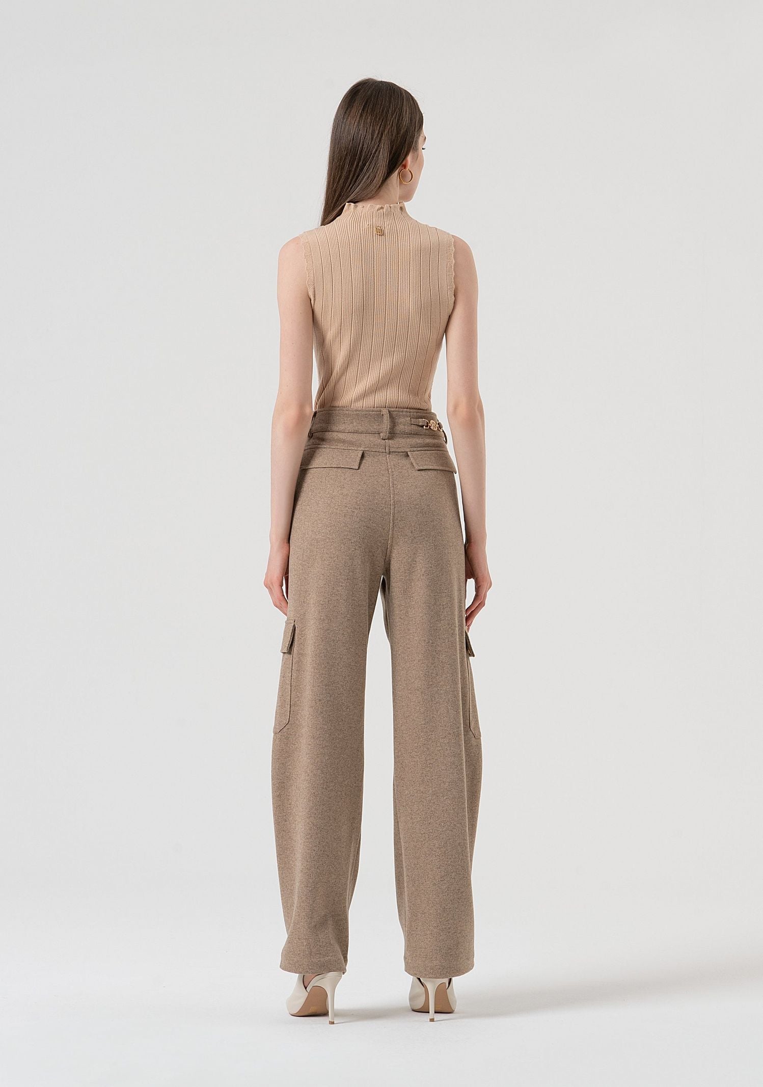 Pantalone cargo vita alta FR25WVC014W80501 L46 FRACOMINA 