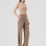 Pantalone cargo vita alta FR25WVC014W80501 L46 FRACOMINA 
