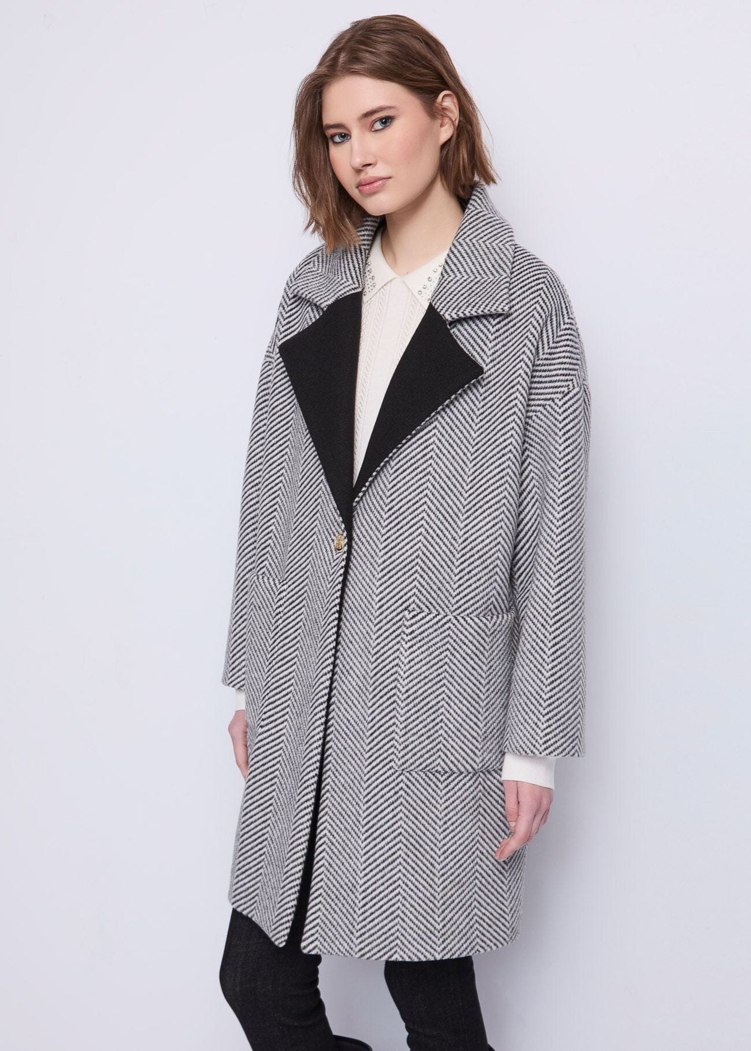 Cappotto spigato bottone unico 521BD35027 525012-01 GAUDI' 