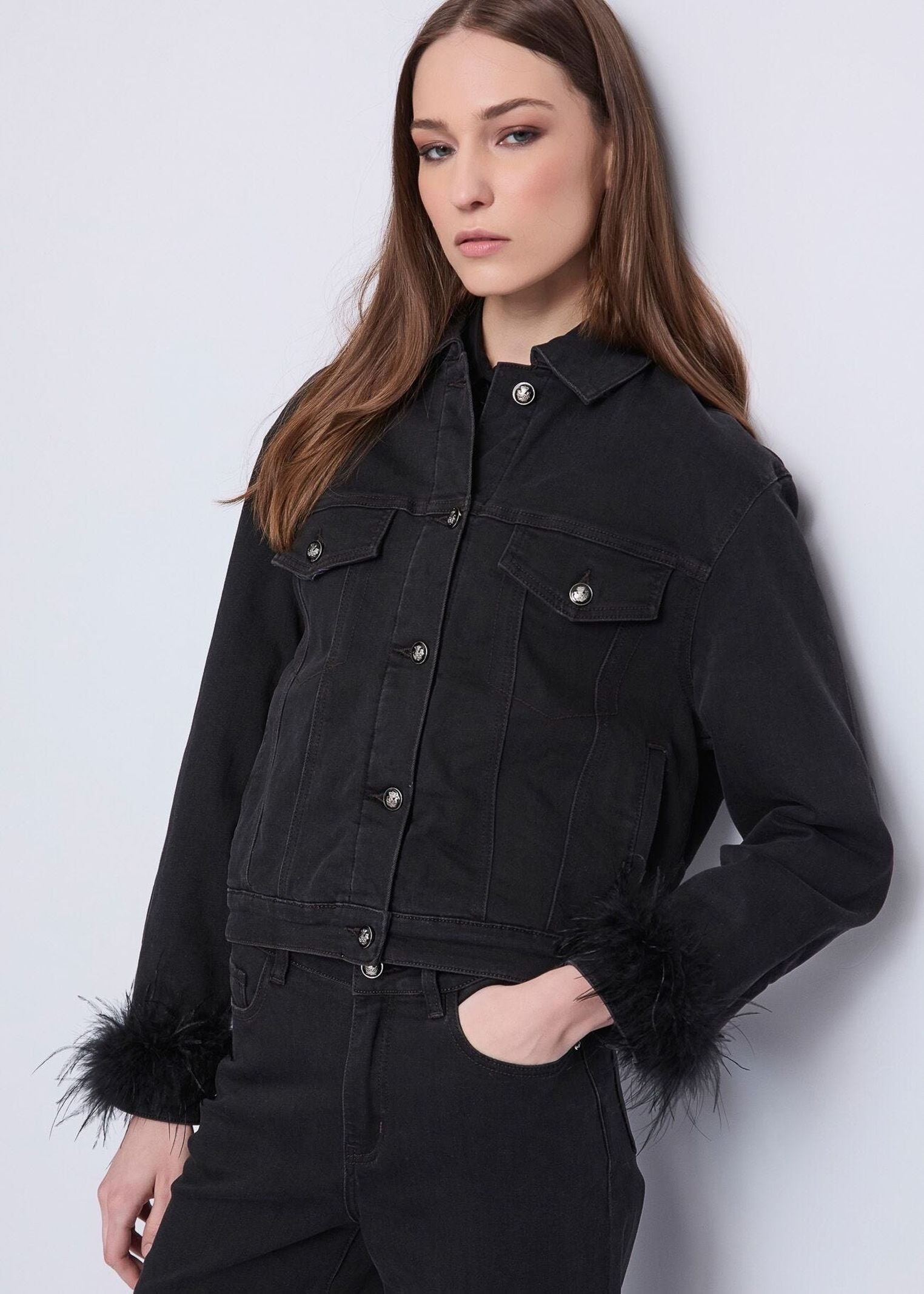 Giubbotto in denim con piume - Gaudi 521FD36001 00 GAUDI' 