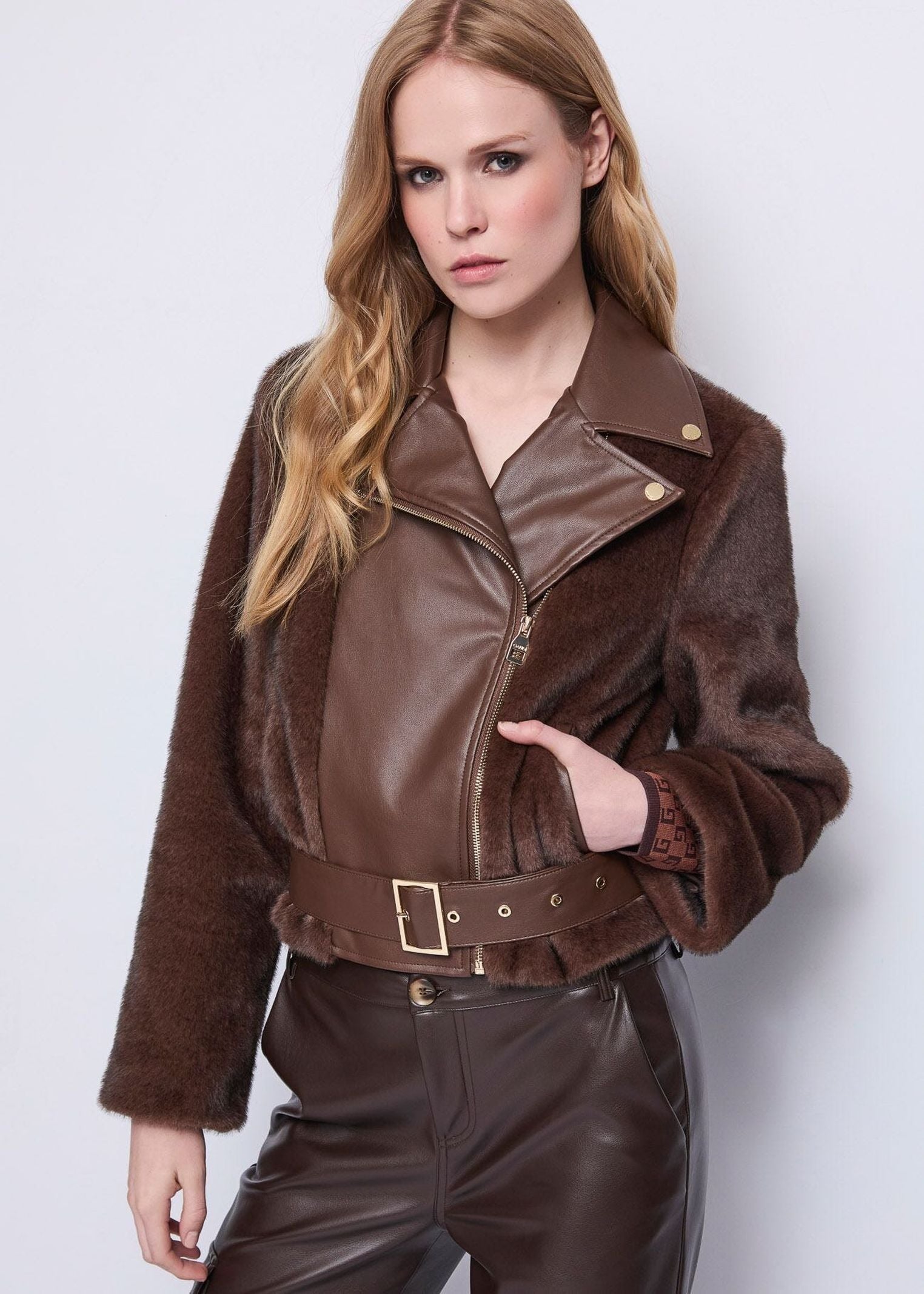 Giacca biker con cintura - Gaudi 521FD39004 3355 GAUDI' 