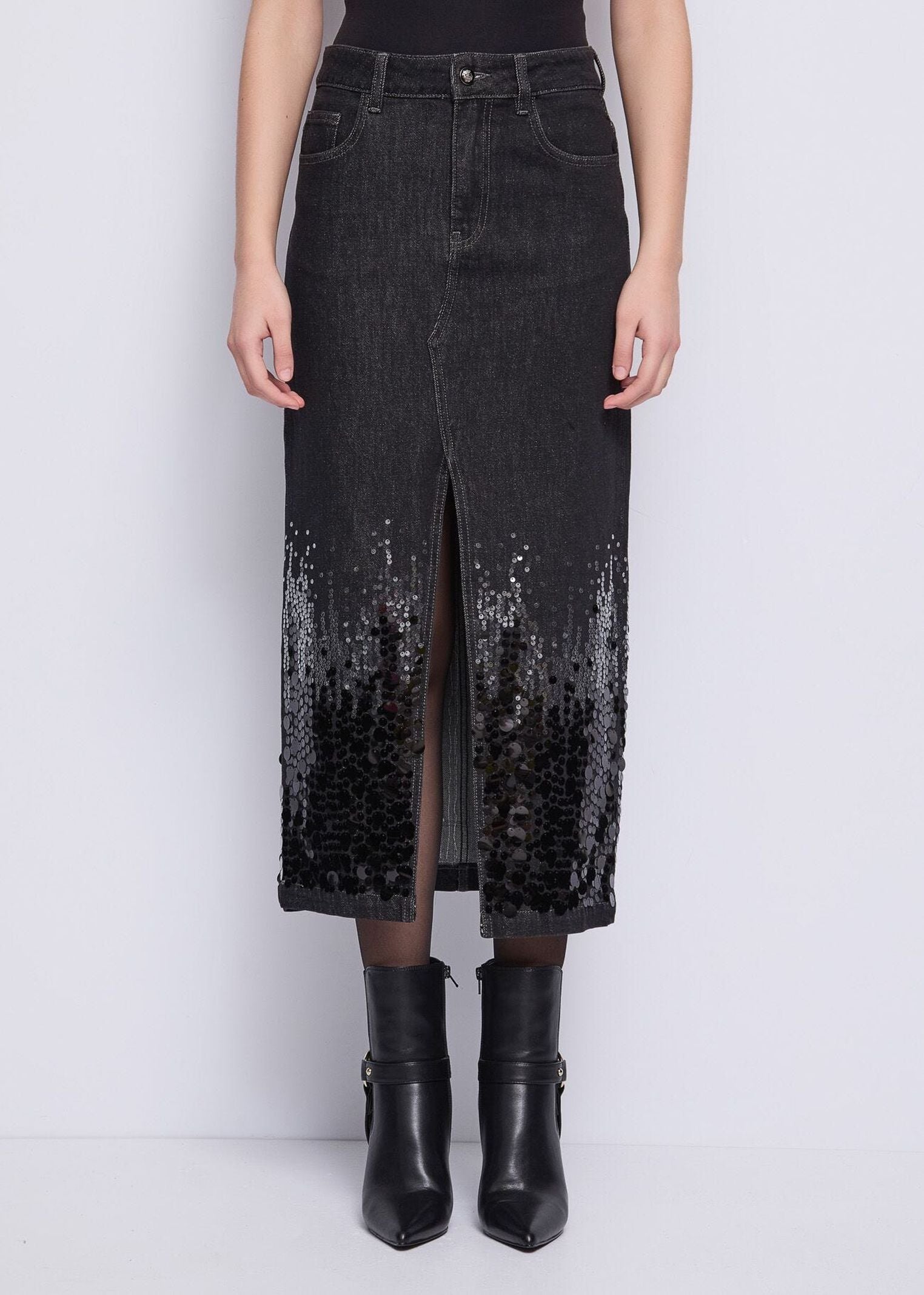 Gonna lunga denim con strass 521FD76001 00 GAUDI' 