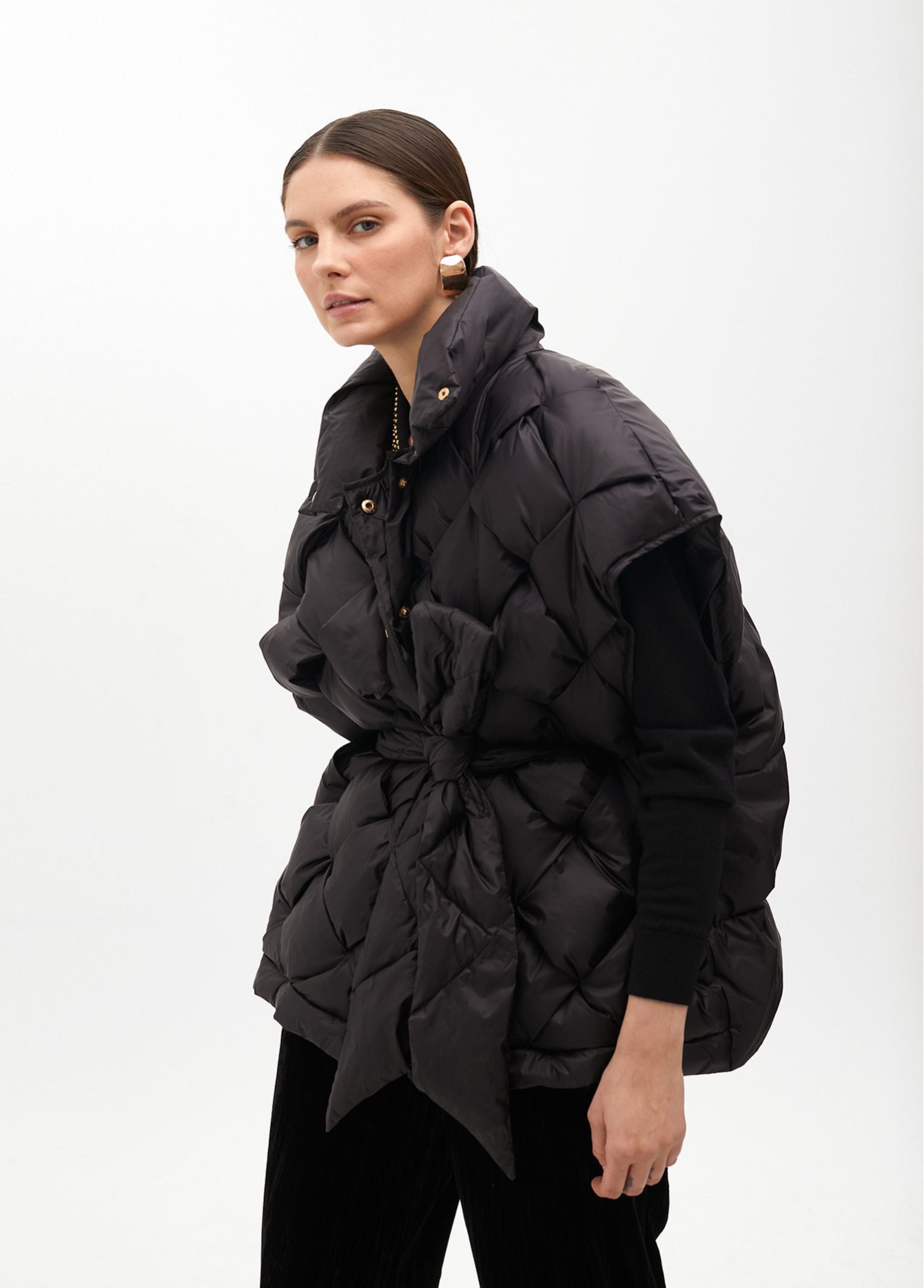 Gilet trapuntato con cintura MF2501006 00N MAITE 