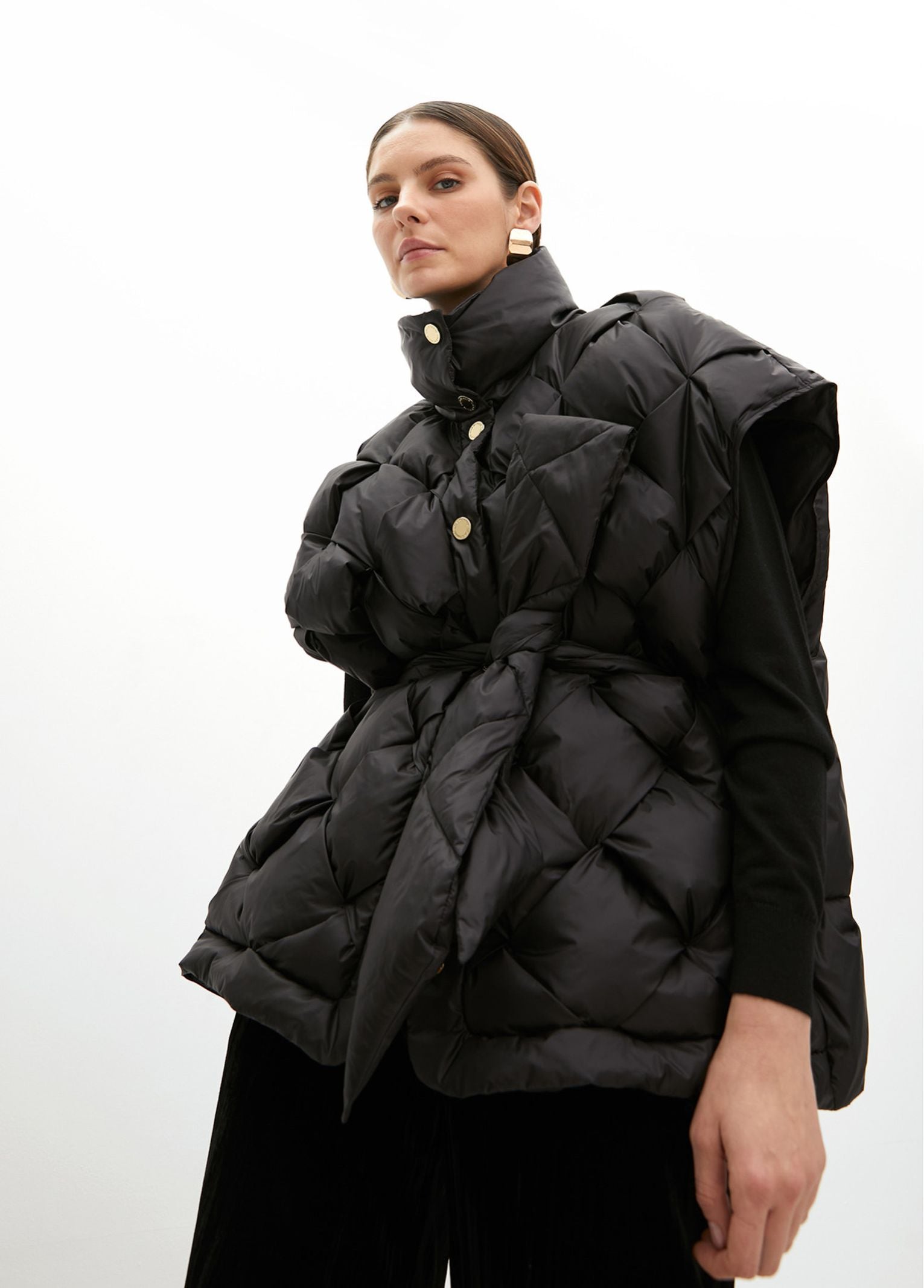 Gilet trapuntato con cintura MF2501006 00N MAITE 