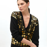 Maglia in rete con paillettes dorate MF2511026 2N5 MAITE 