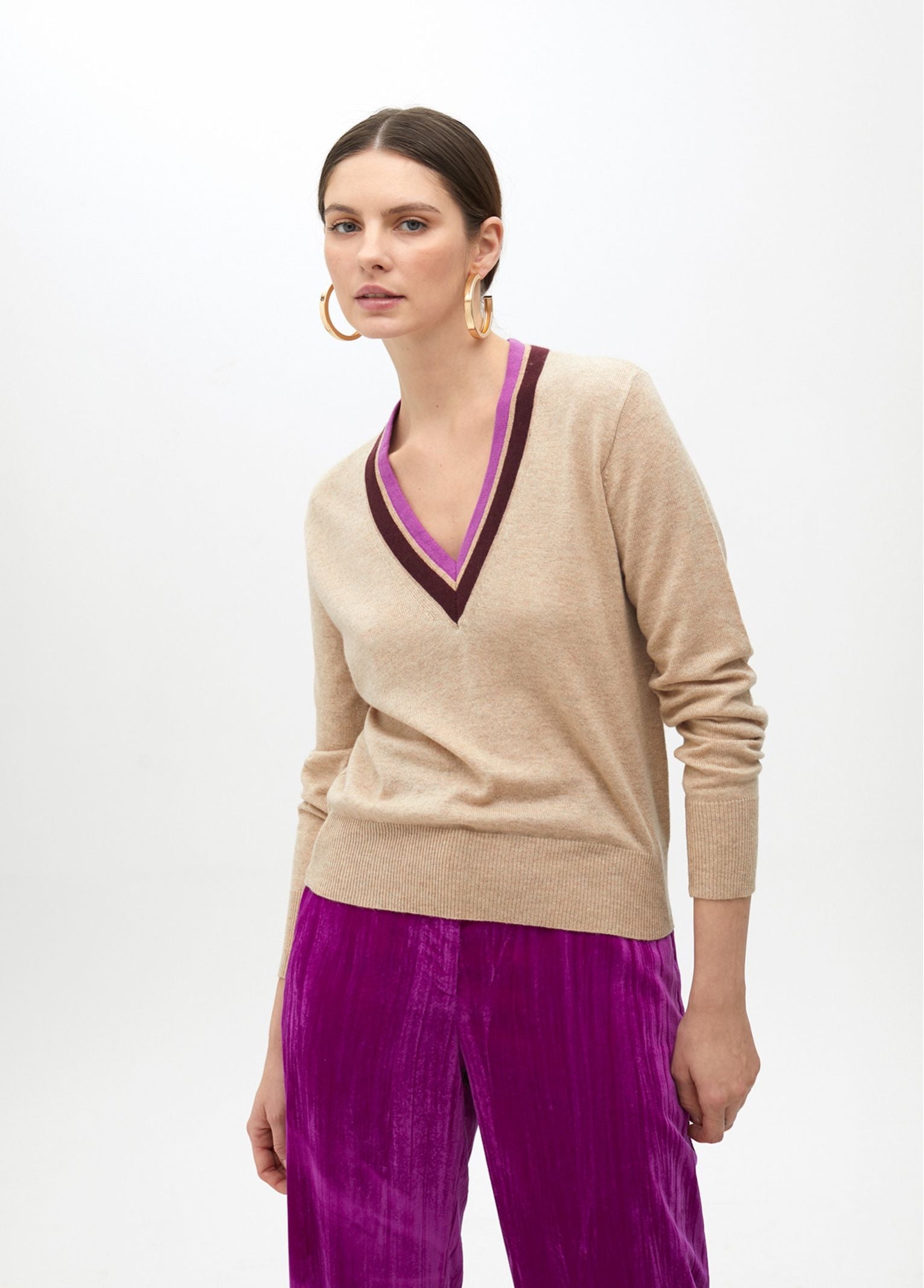 Maglia collo bicolore MF2511028 202 MAITE 