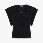 T-shirt con frange e strass T189CU MA001 MANILA GRACE 