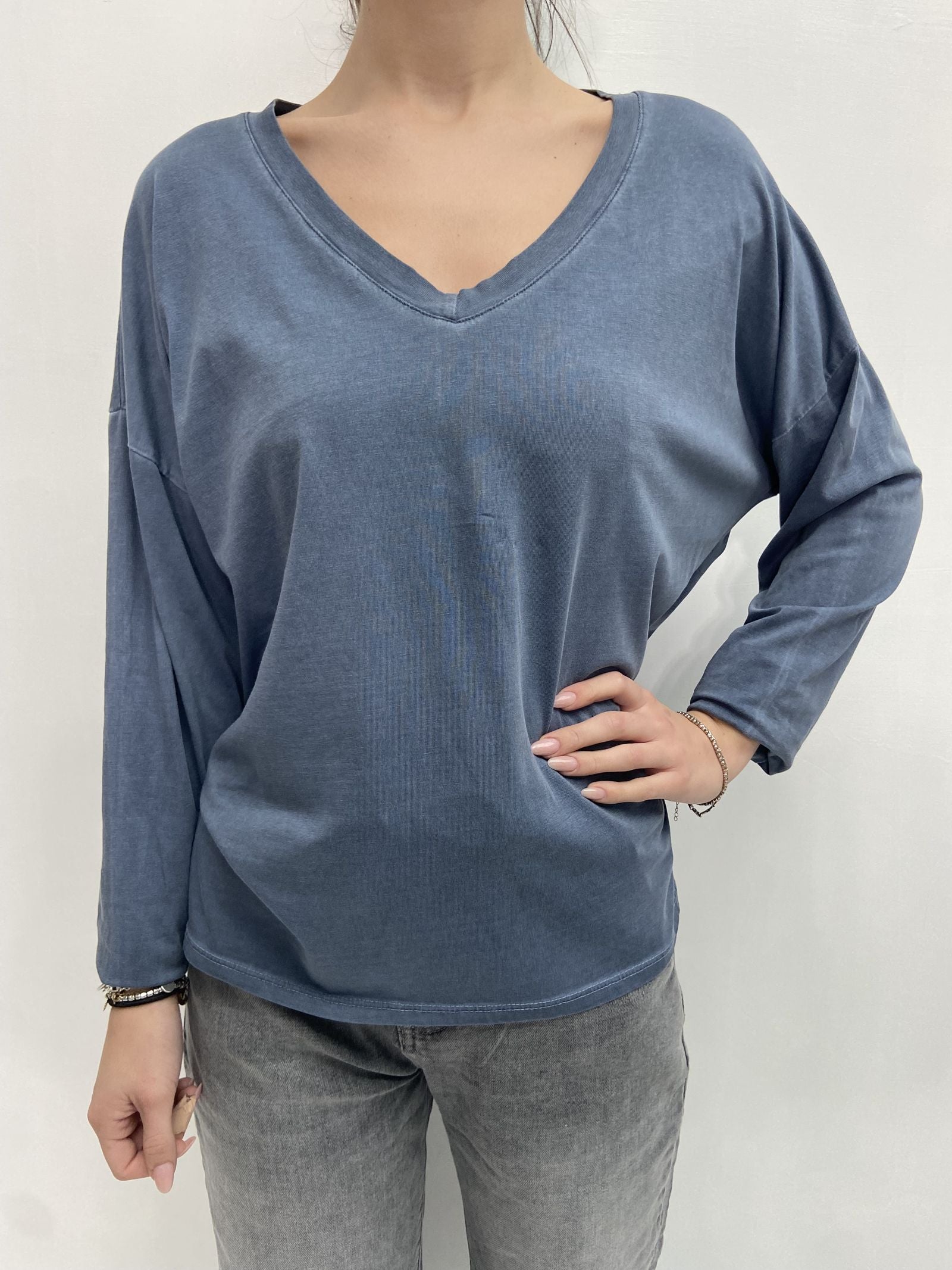 T-shirt scollo a V - Ofelia 2831 BLU OFELIA 