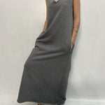 Abito lungo scollo a V - Ofelia D1187 GRIGIO OFELIA 