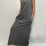 Abito lungo scollo a V - Ofelia D1187 GRIGIO OFELIA 