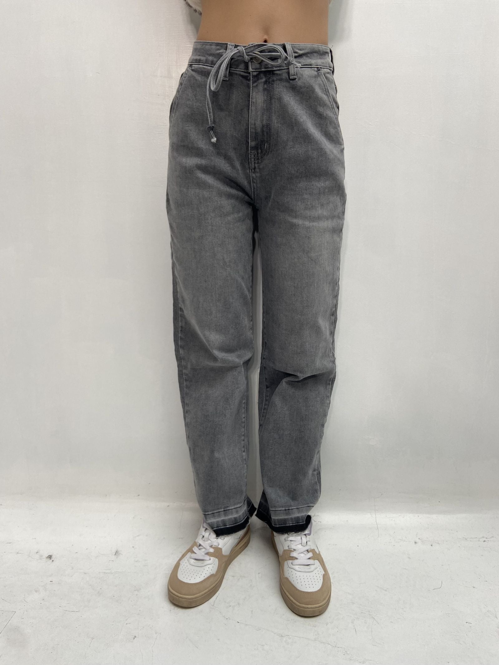 Jeans mom fit con coulisse - Ofelia LAF264 GRIGIO OFELIA 