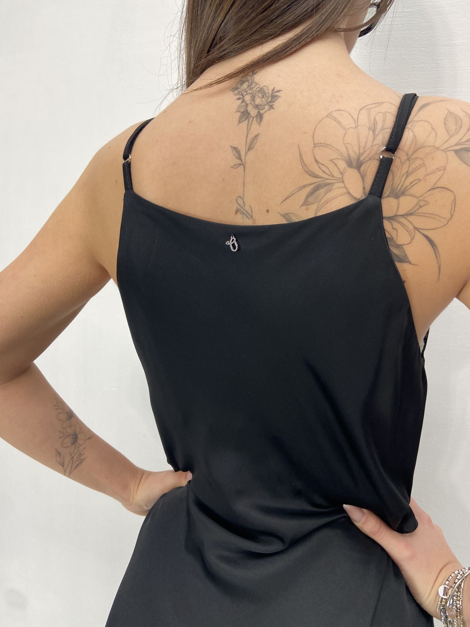 Abito lungo in raso - Ofelia D160 NERO OFELIA 