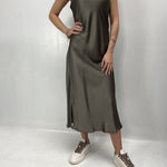 Abito lungo in raso - Ofelia D160 TAUPE OFELIA 