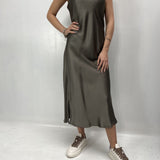 Abito lungo in raso - Ofelia D160 TAUPE OFELIA 
