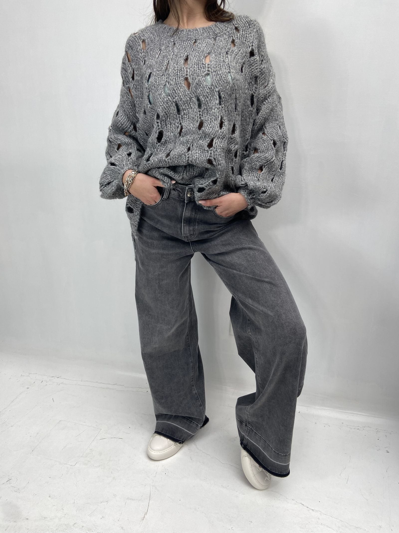 Maglia intrecciata JS376 GRIGIO OFELIA 