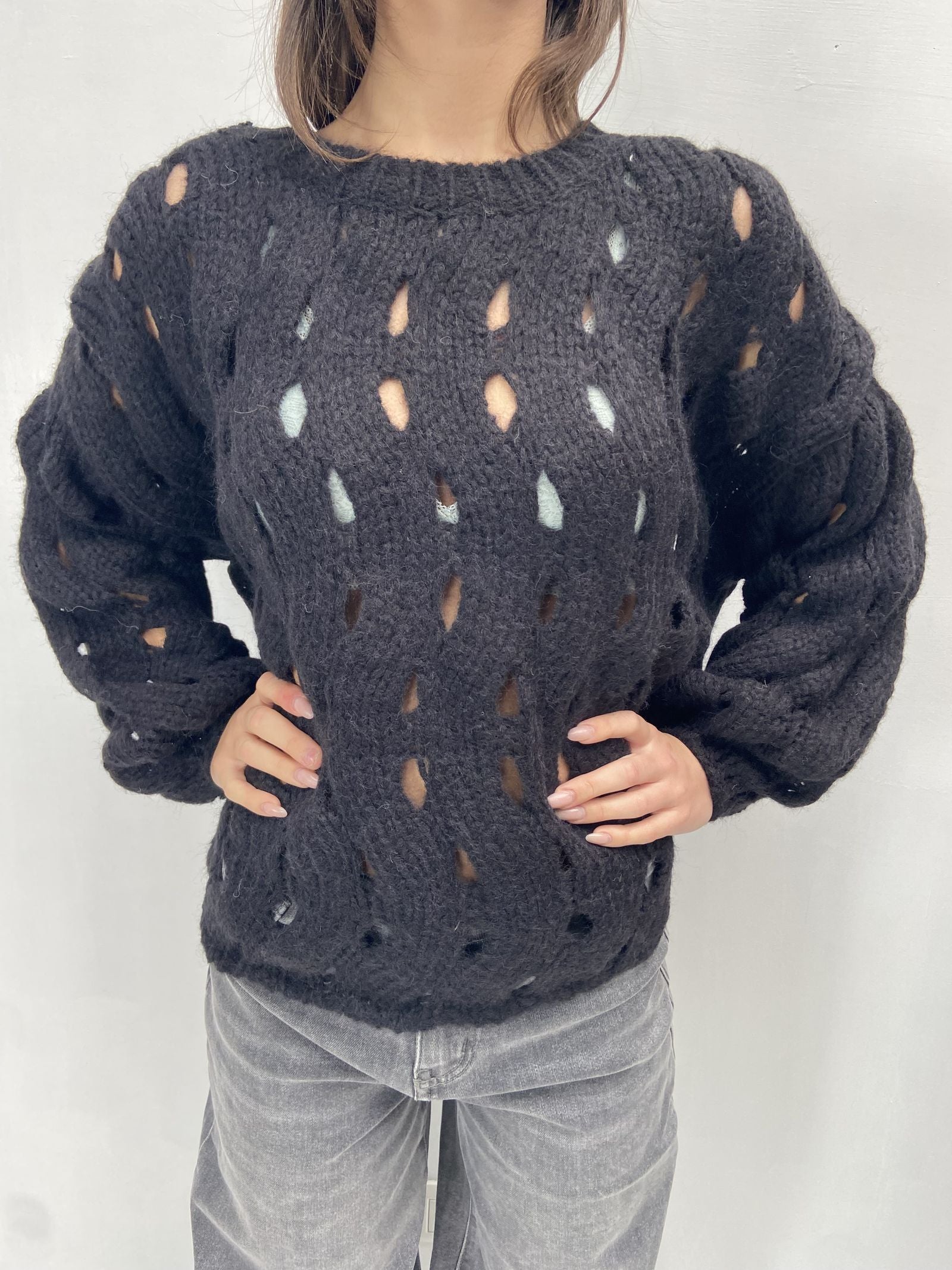 Maglia intrecciata JS376 NERO OFELIA 