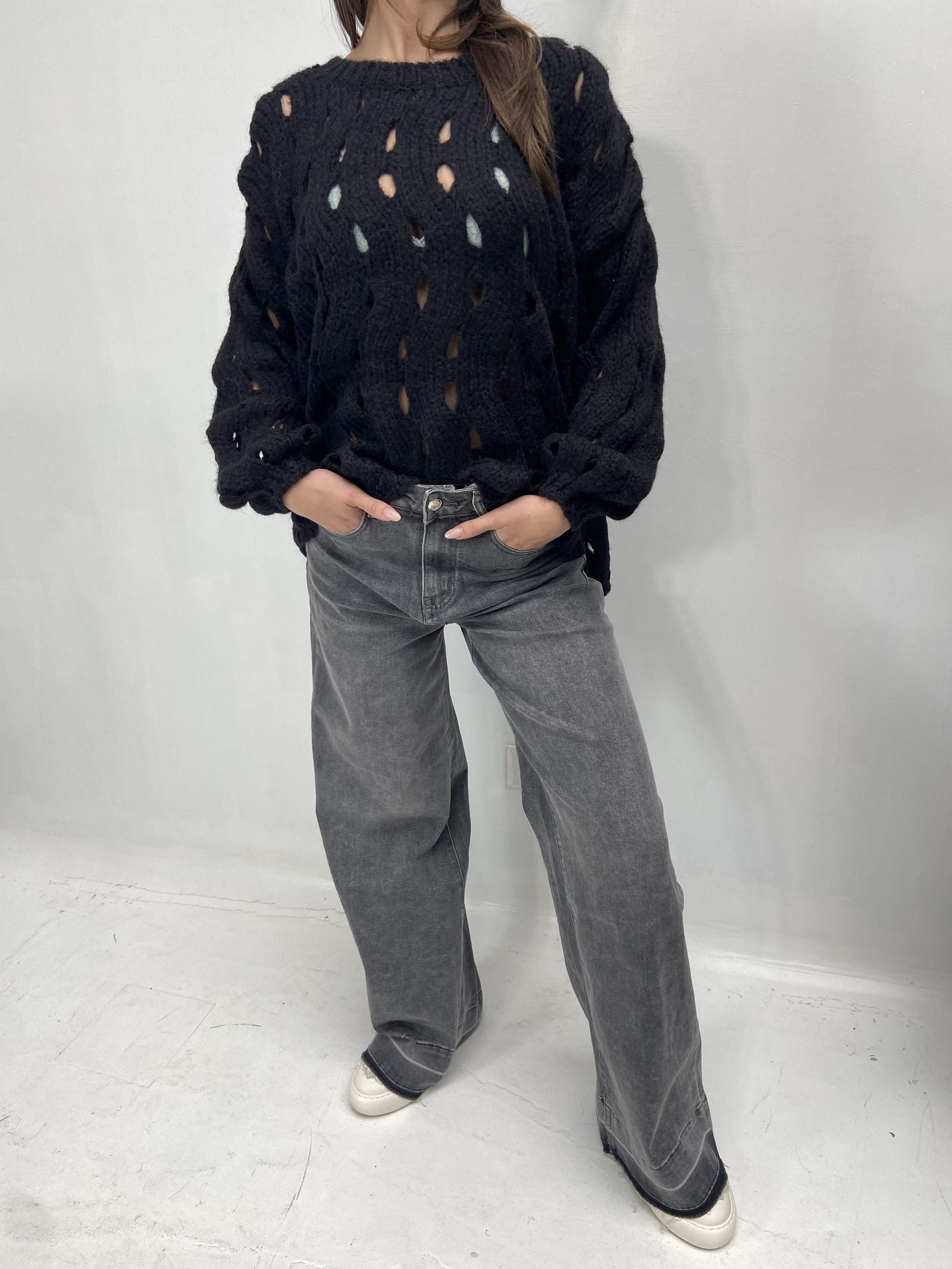Maglia intrecciata JS376 NERO OFELIA 
