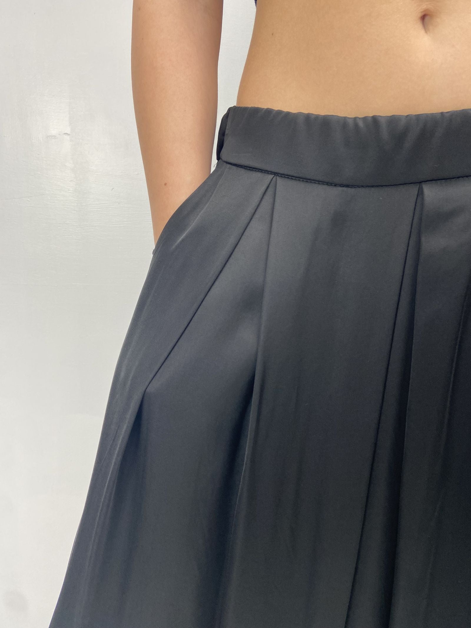 Gonna in raso con pieghe - Ofelia SK1027 NERO OFELIA 