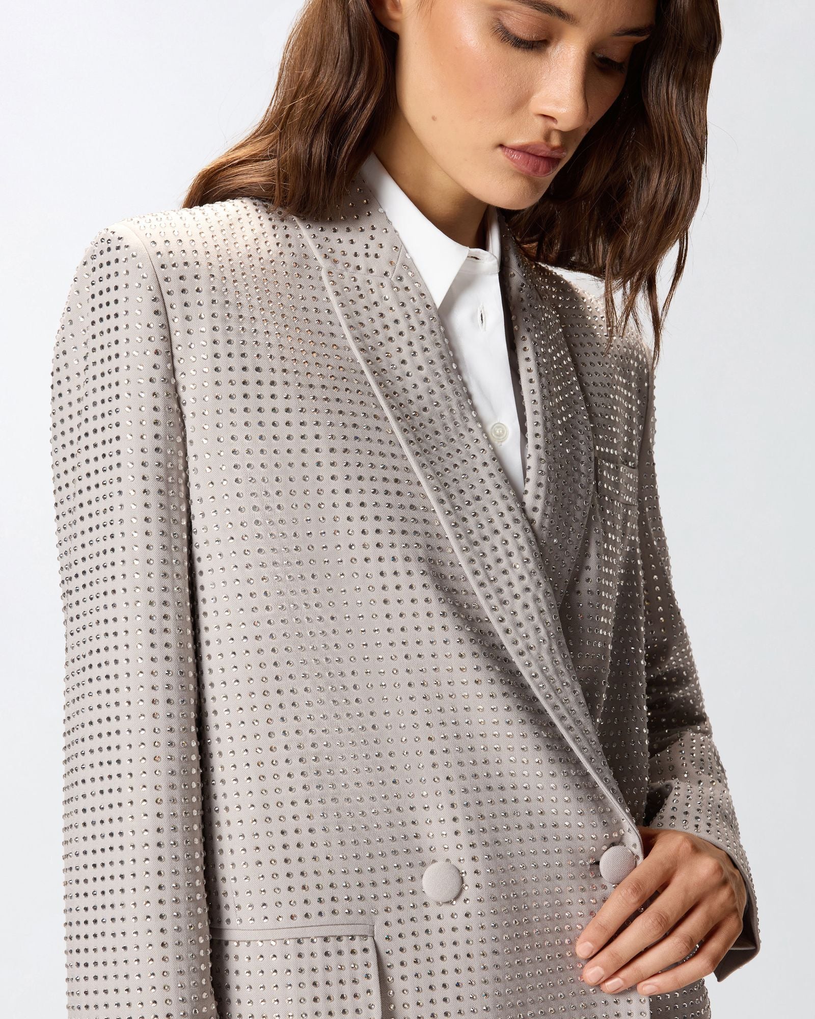 Giacca doppiopetto con strass 104456A287 I30 PINKO 