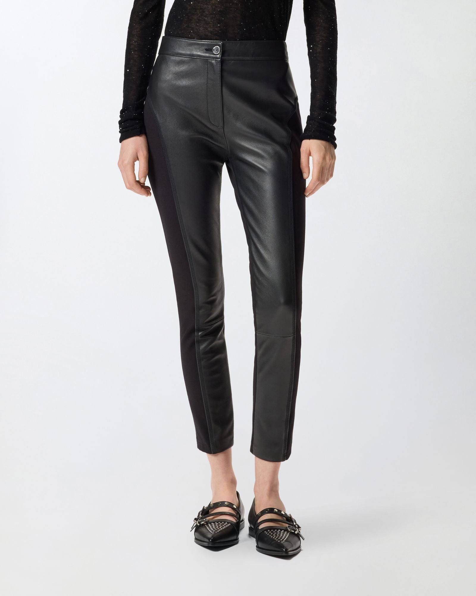 Pantalone skinny in pelle 105366Y75K Z99 PINKO 