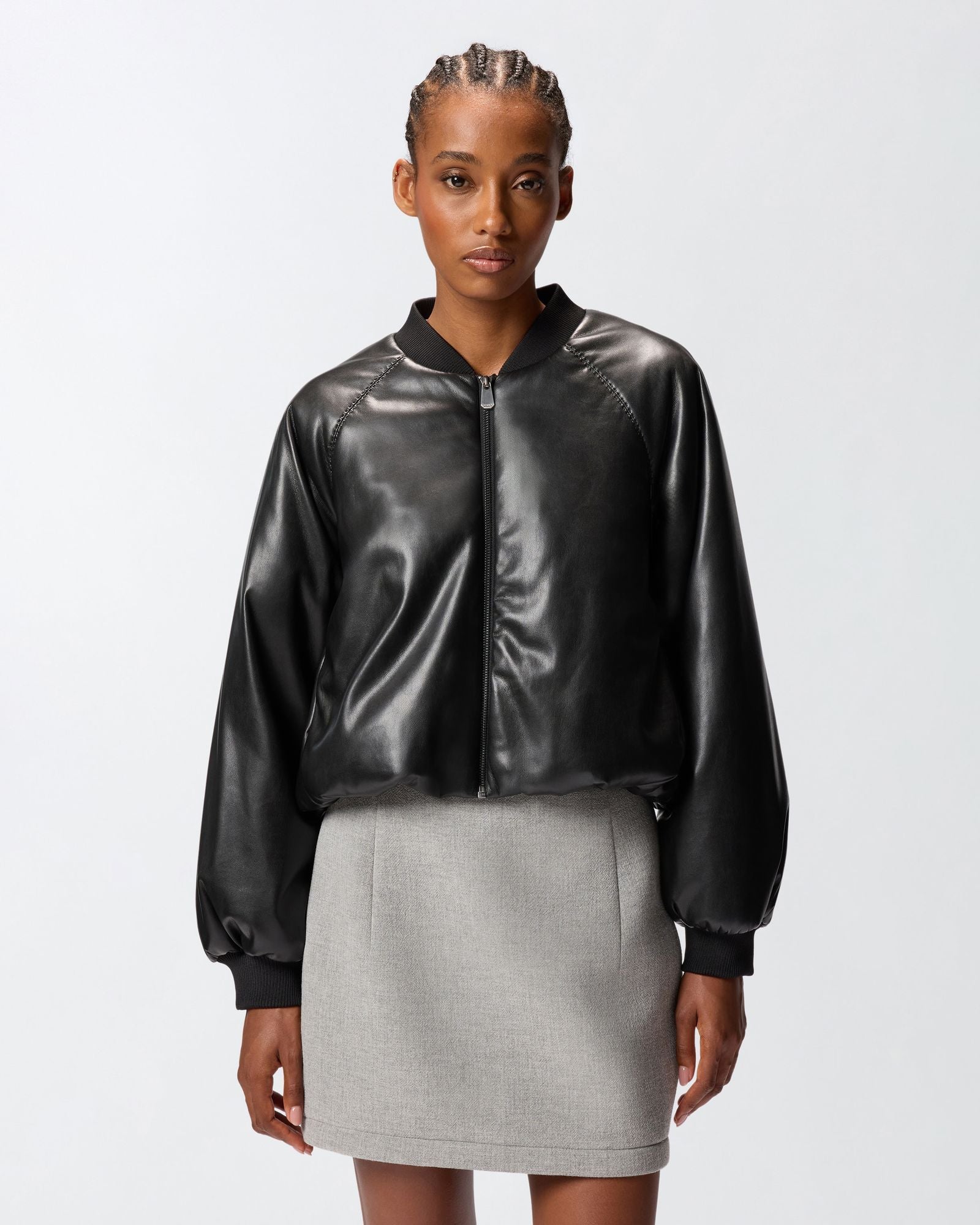 Bomber corto effetto pelle 105372A2P4 Z99 PINKO 