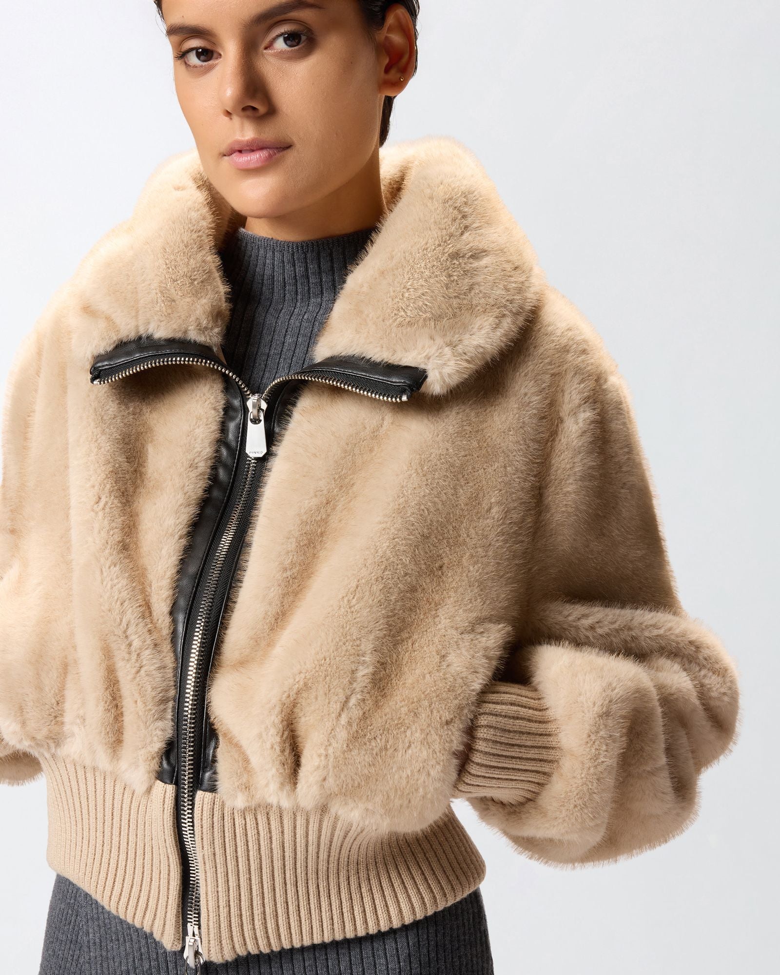 Giubbotto bomber pelliccia 105399A2PI C60 PINKO 