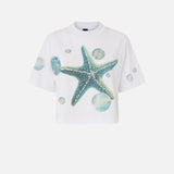T-shirt con stampa e applicazioni 105704A2UG Z05 PINKO 
