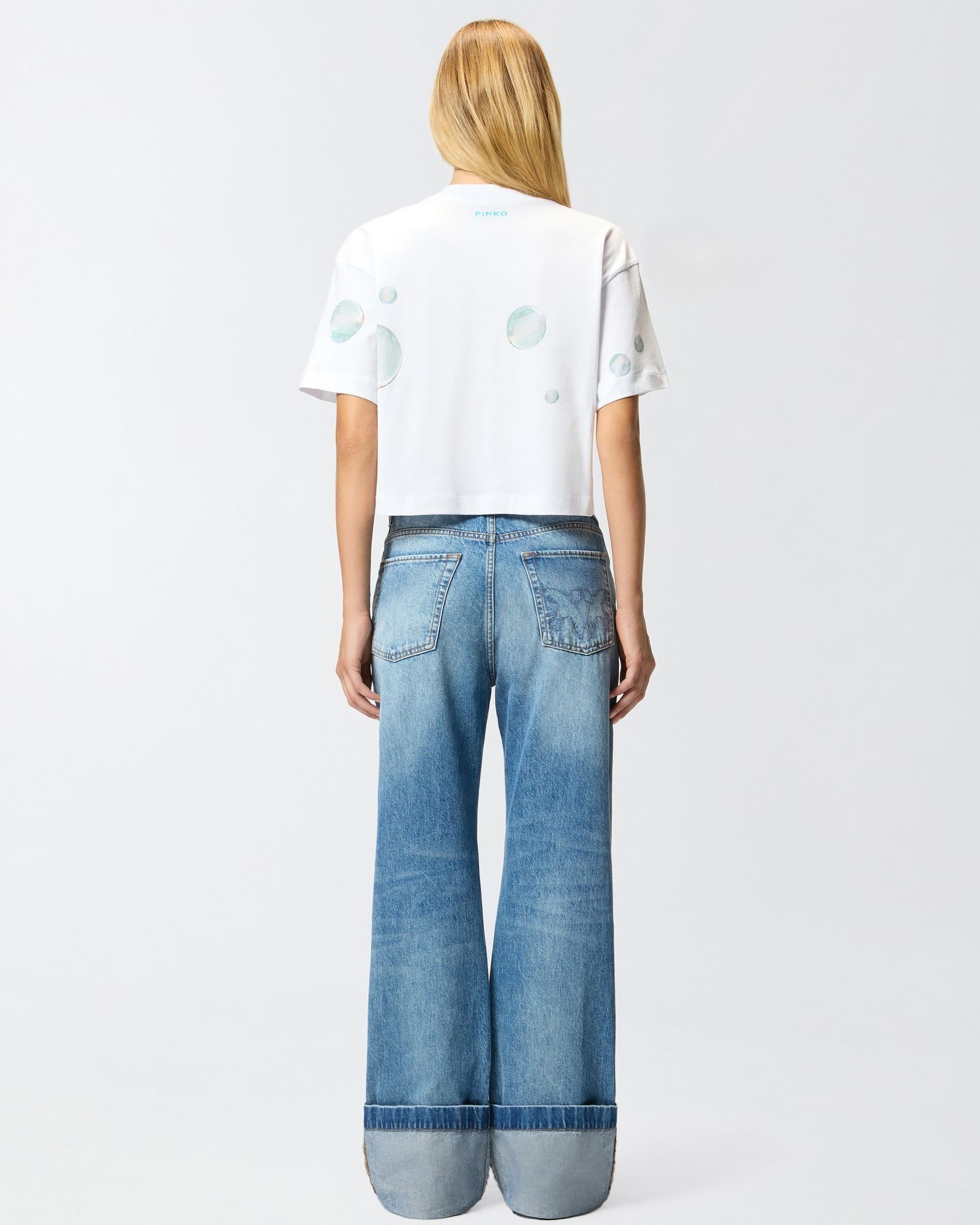 T-shirt con stampa e applicazioni 105704A2UG Z05 PINKO 