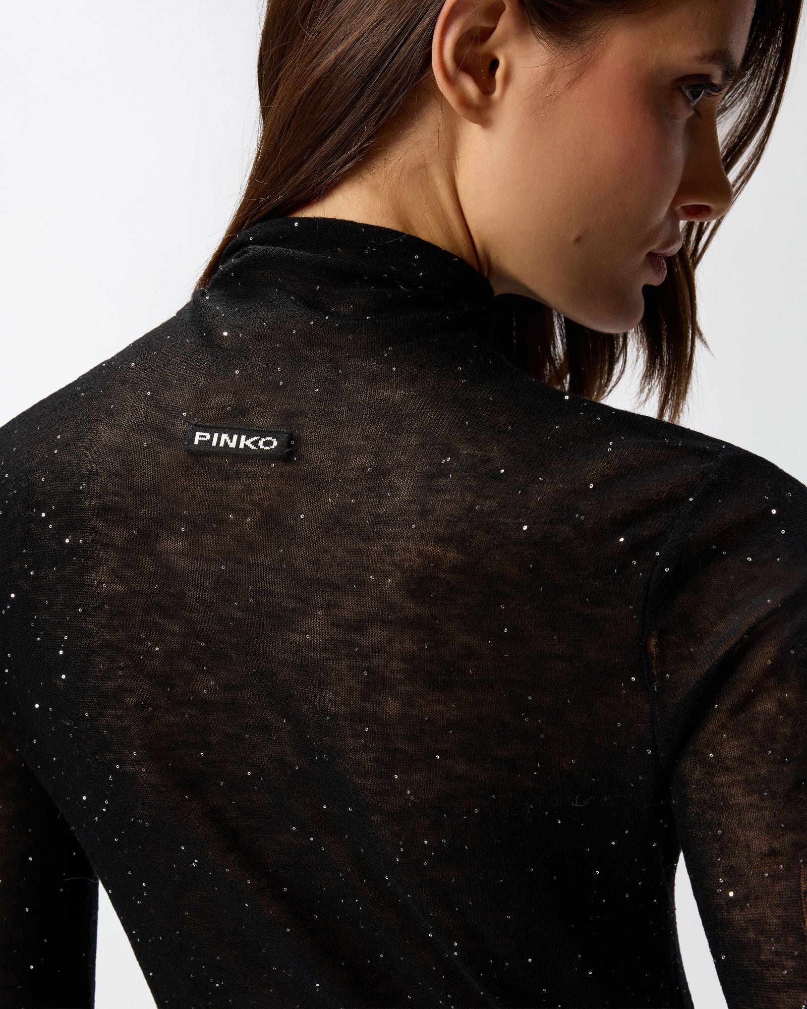 Maglia con micro paillettes 105821A2PM Z99 PINKO 