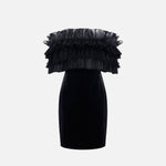 Abito in velluto con balza - Elisabetta Franchi AB01467E2 110 ELISABETTA FRANCHI 