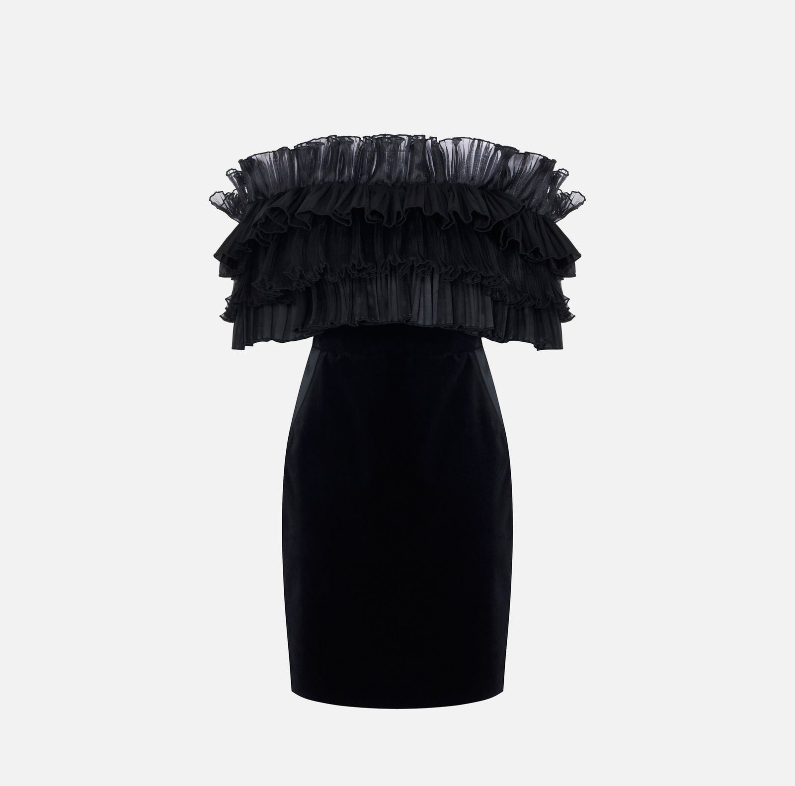 Abito in velluto con balza - Elisabetta Franchi AB01467E2 110 ELISABETTA FRANCHI 