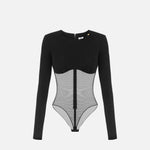 Body in crèpe e tulle rete - Elisabetta Franchi BO02666E2 110 ELISABETTA FRANCHI 
