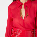 Camicia in georgette con charms - Elisabetta Franchi CA19466E2 CG5 ELISABETTA FRANCHI 