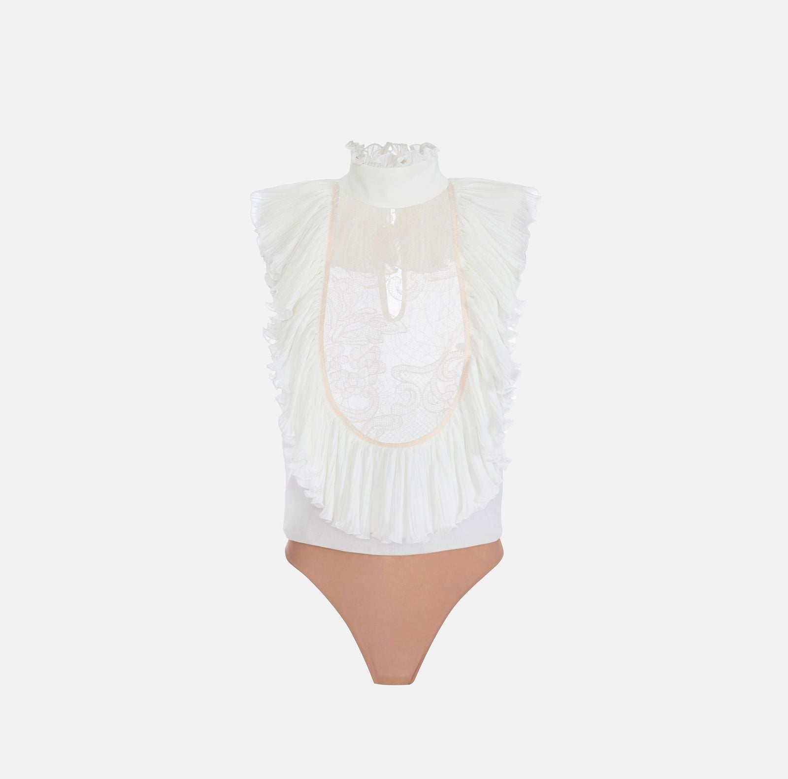 Body in georgette e pizzo - Elisabetta Franchi CB01067E2 360 ELISABETTA FRANCHI 