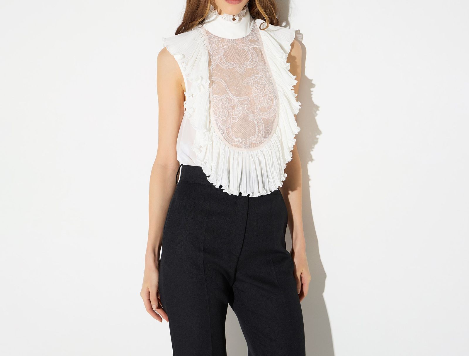 Body in georgette e pizzo - Elisabetta Franchi CB01067E2 360 ELISABETTA FRANCHI 