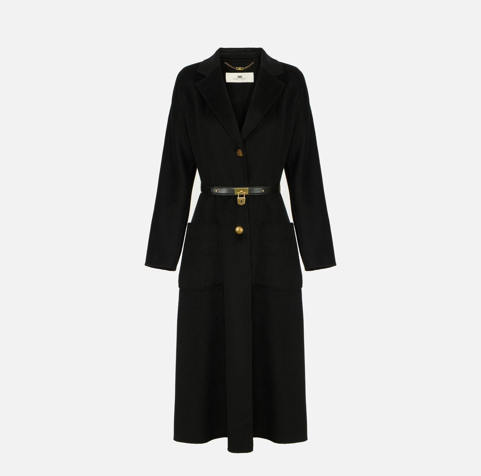 Cappotto in panno double con cintura - Elisabetta Franchi CP03D67E2 110 ELISABETTA FRANCHI 