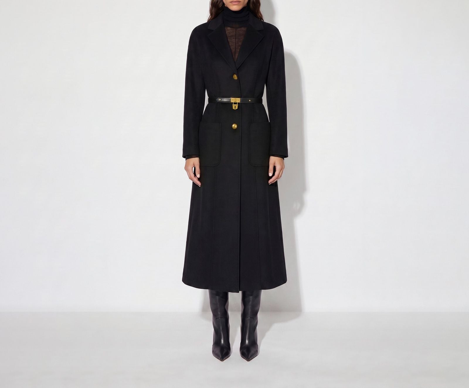 Cappotto in panno double con cintura - Elisabetta Franchi CP03D67E2 110 ELISABETTA FRANCHI 