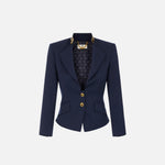 Giacca in gabardina con collo gioiello - Elisabetta Franchi GI24966E2 B75 ELISABETTA FRANCHI 