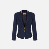 Giacca in gabardina con collo gioiello - Elisabetta Franchi GI24966E2 B75 ELISABETTA FRANCHI 