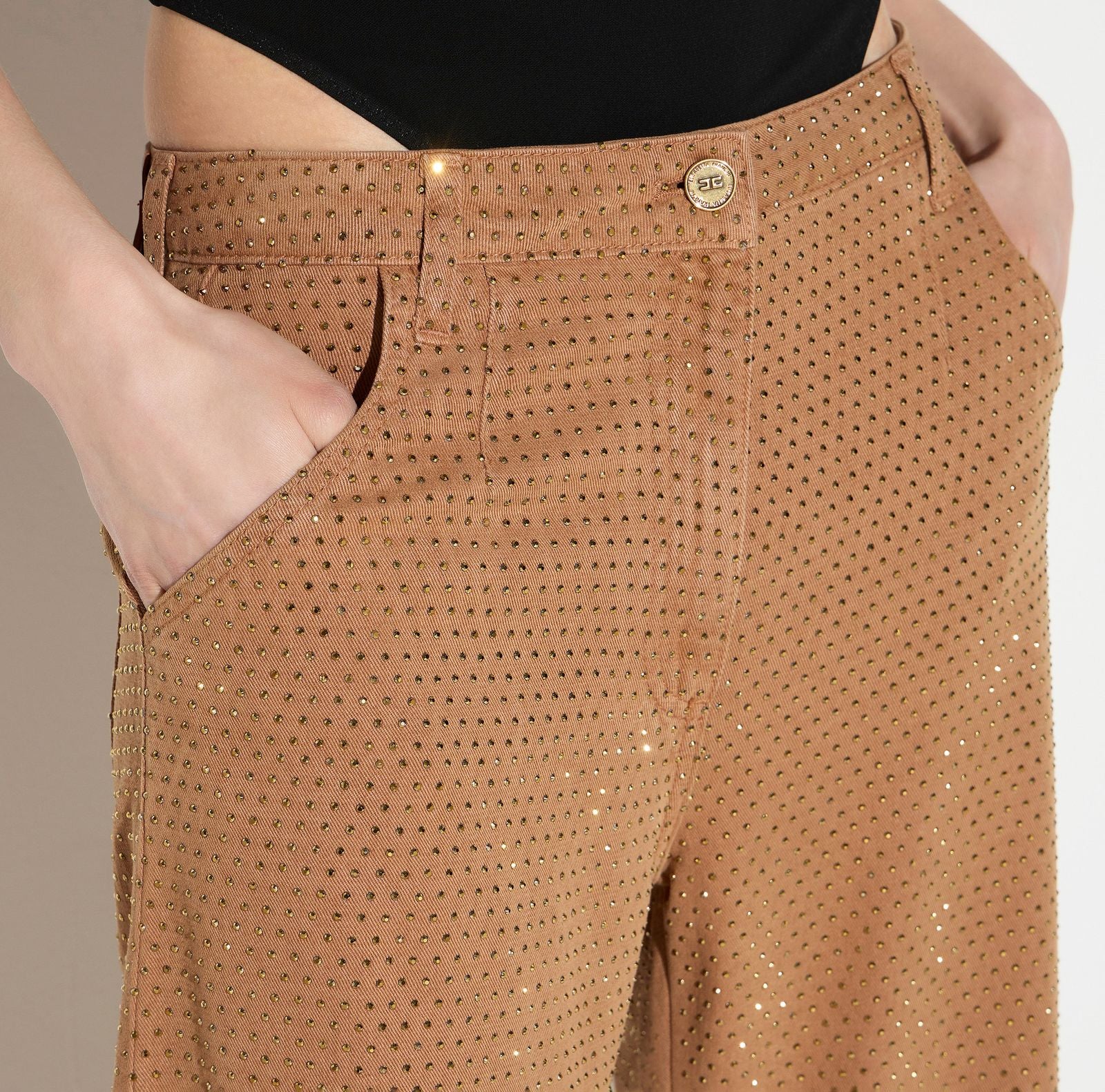 Jeans ballon con strass - Elisabetta Franchi PJ16D66E2 AI6 ELISABETTA FRANCHI 