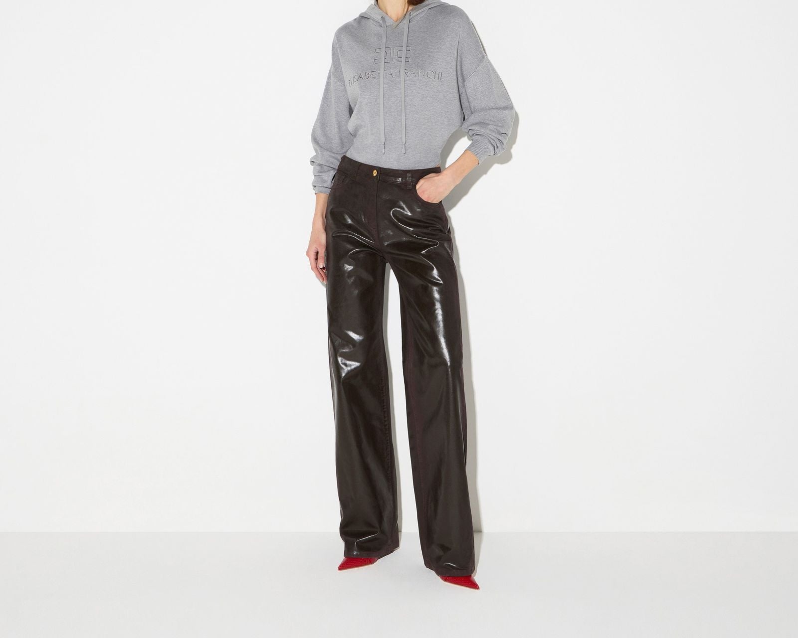 Jeans loose effetto laminato - Elisabetta Franchi PJ26N66E2 EV9 ELISABETTA FRANCHI 