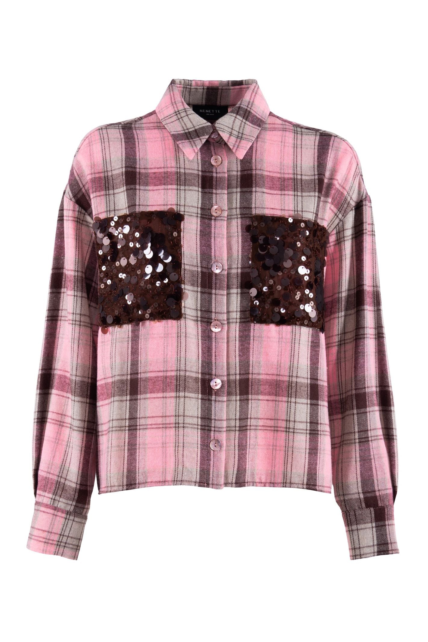 Camicia quadri con tasche paillettes - Nenette 42BBFORTE 0604 NENETTE 