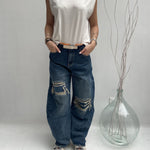 Jeans destroyed rattoppato - Ofelia LAF288 DENIM OFELIA 