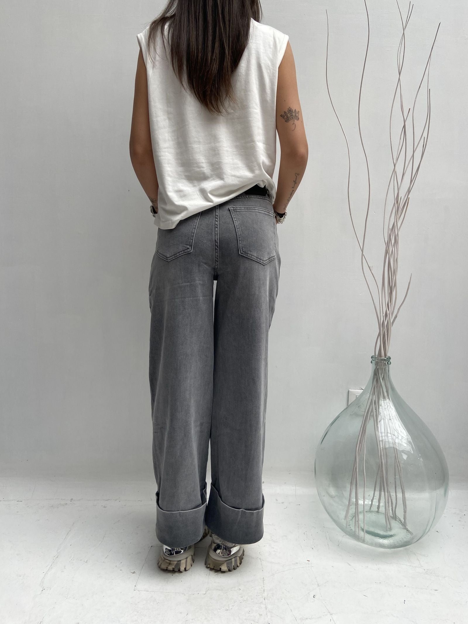 Jeans momfit con risvolto - Ofelia LAF320 GRIGIO OFELIA 
