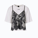 T-shirt con top in pizzo - Pinko 107155A3FL ZZ1 PINKO 
