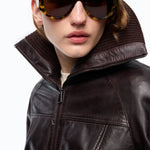 Bomber in pelle con collo risvoltabile - Pinko 107166A31X L72 PINKO 