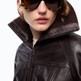 Bomber in pelle con collo risvoltabile - Pinko 107166A31X L72 PINKO 