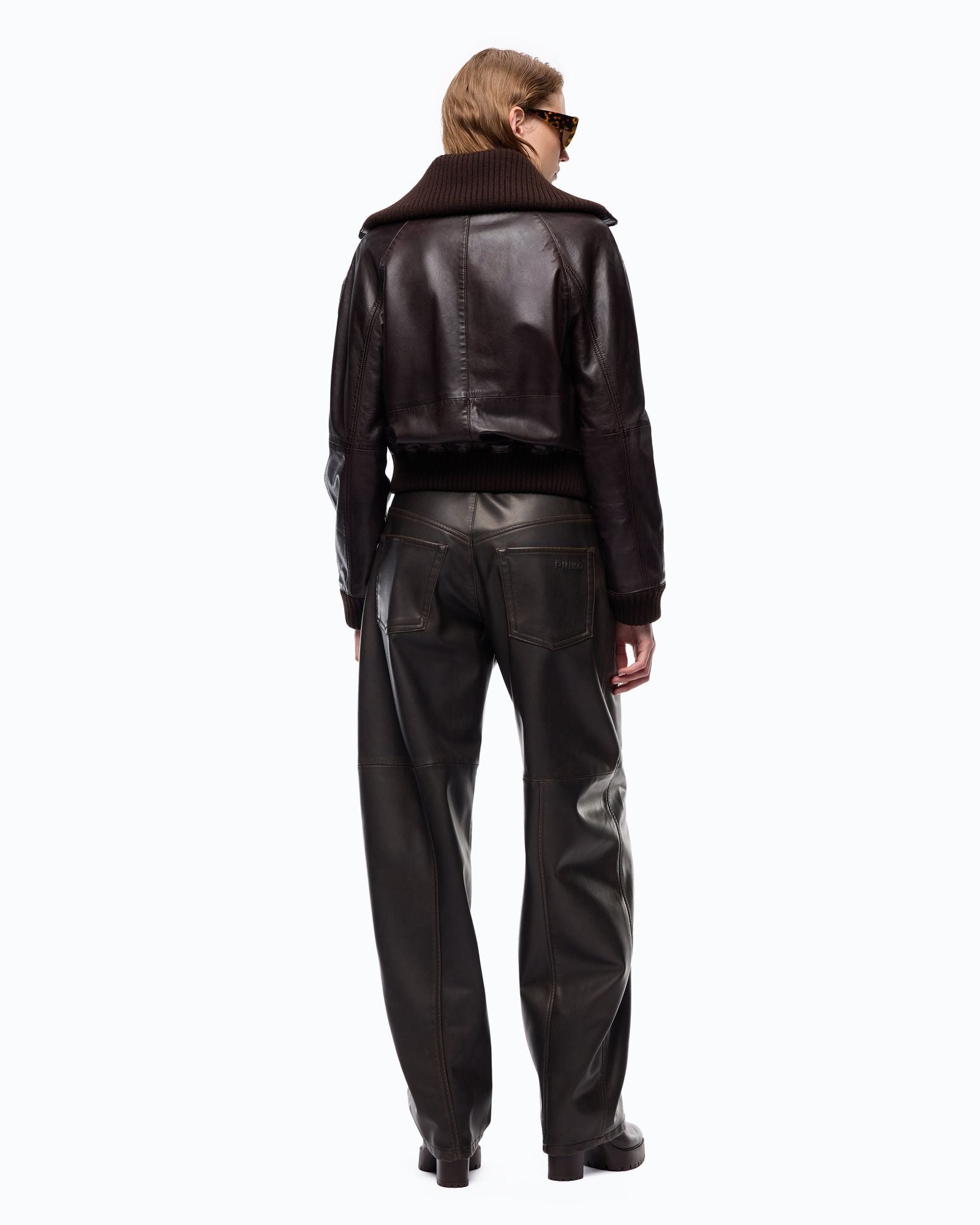 Bomber in pelle con collo risvoltabile - Pinko 107166A31X L72 PINKO 