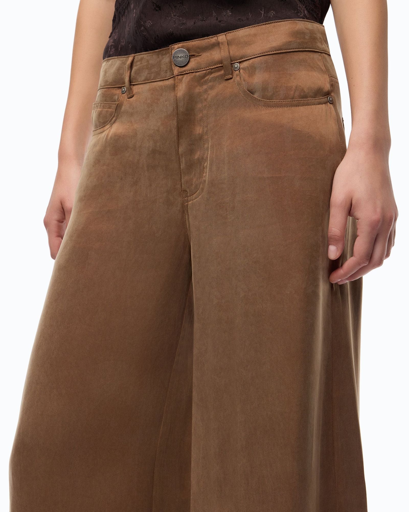 Pantalone palazzo in twill mano pesca - Pinko 107170A3F8 M10 PINKO 
